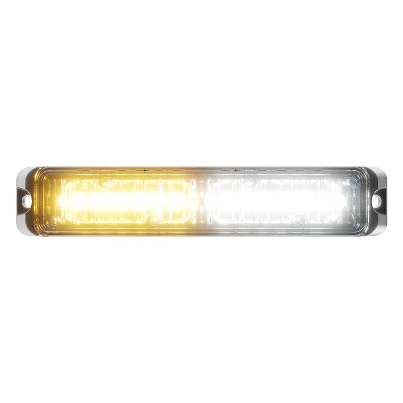 Abrams SAE Class-1 Flex 12 [Amber/White] 36W - 12 LED Snow Plow Truck Vehicle LED Grille Light Head Surface Mount Strobe Warning Light - Image 1